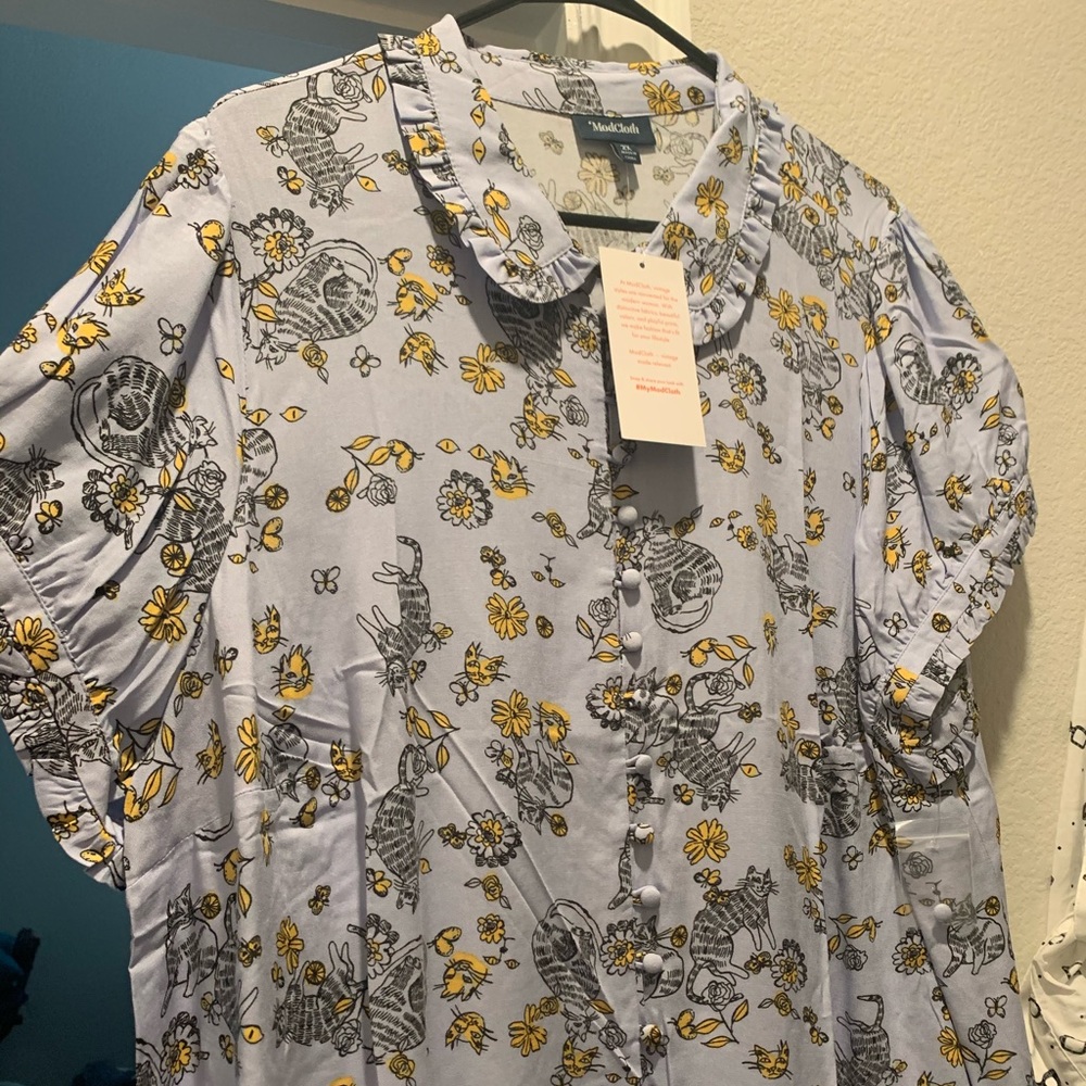 ModCloth cat print blouse